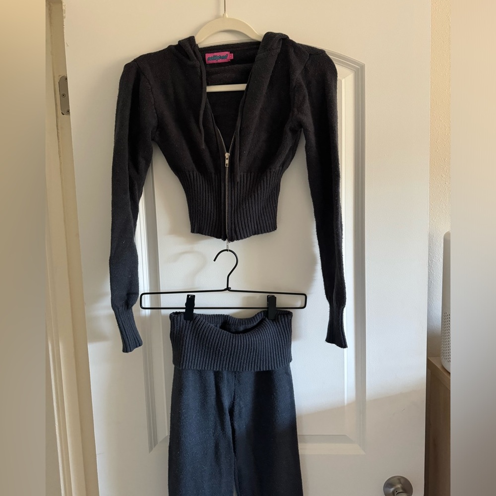 Edikted Plush Two Piece Navy Set